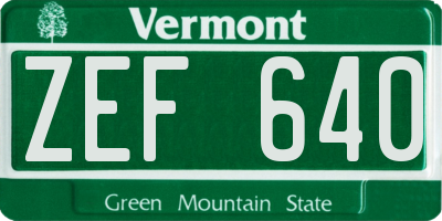 VT license plate ZEF640