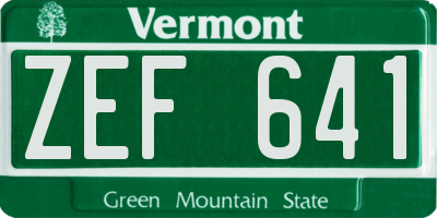 VT license plate ZEF641