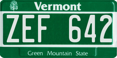VT license plate ZEF642