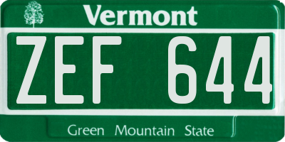 VT license plate ZEF644