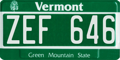 VT license plate ZEF646