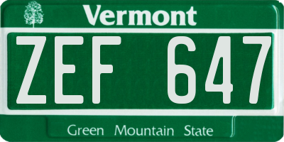 VT license plate ZEF647