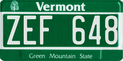 VT license plate ZEF648