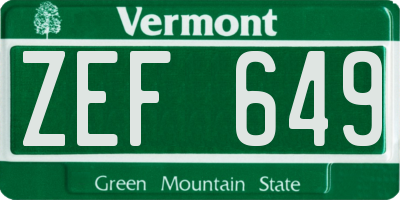 VT license plate ZEF649