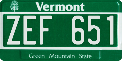 VT license plate ZEF651
