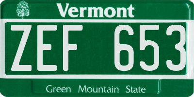VT license plate ZEF653