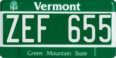 VT license plate ZEF655