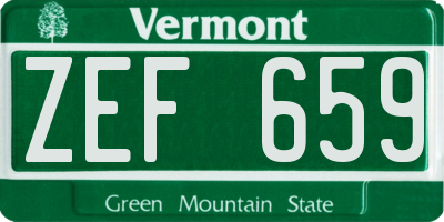 VT license plate ZEF659