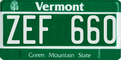 VT license plate ZEF660