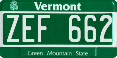 VT license plate ZEF662
