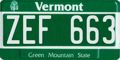 VT license plate ZEF663