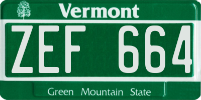 VT license plate ZEF664