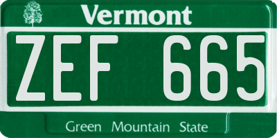 VT license plate ZEF665