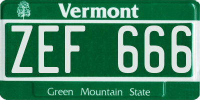 VT license plate ZEF666