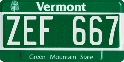 VT license plate ZEF667