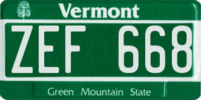VT license plate ZEF668