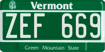 VT license plate ZEF669