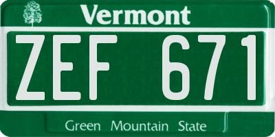 VT license plate ZEF671