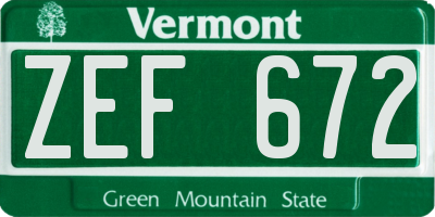 VT license plate ZEF672
