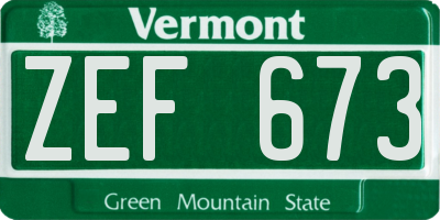 VT license plate ZEF673