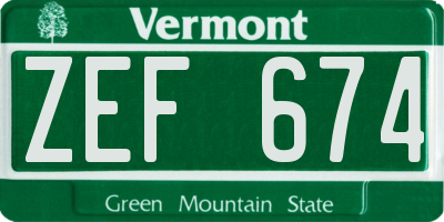 VT license plate ZEF674
