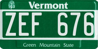 VT license plate ZEF676