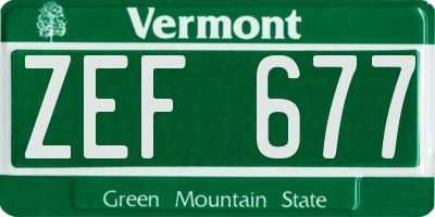 VT license plate ZEF677