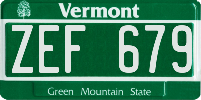 VT license plate ZEF679