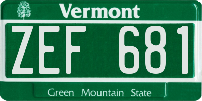 VT license plate ZEF681