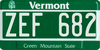 VT license plate ZEF682