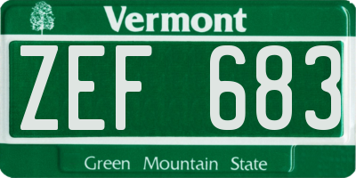 VT license plate ZEF683