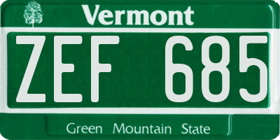 VT license plate ZEF685
