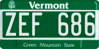 VT license plate ZEF686