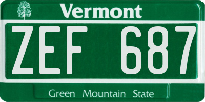 VT license plate ZEF687