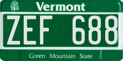 VT license plate ZEF688