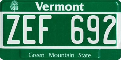 VT license plate ZEF692