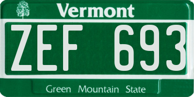 VT license plate ZEF693