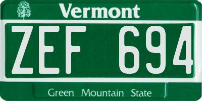 VT license plate ZEF694