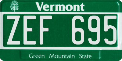 VT license plate ZEF695