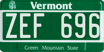 VT license plate ZEF696