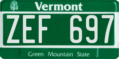 VT license plate ZEF697