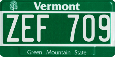 VT license plate ZEF709