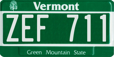 VT license plate ZEF711