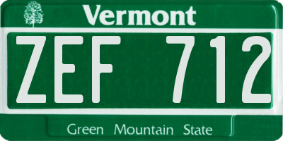 VT license plate ZEF712