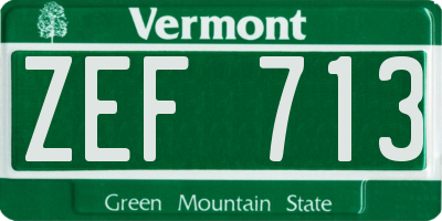 VT license plate ZEF713