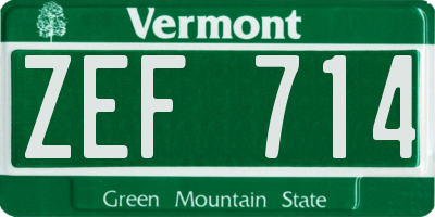 VT license plate ZEF714