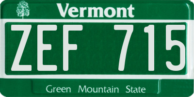 VT license plate ZEF715