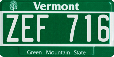 VT license plate ZEF716