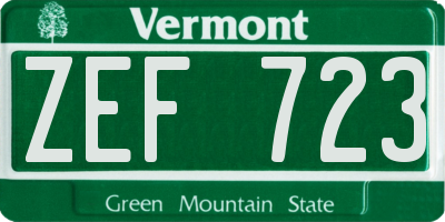 VT license plate ZEF723