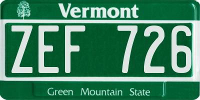 VT license plate ZEF726